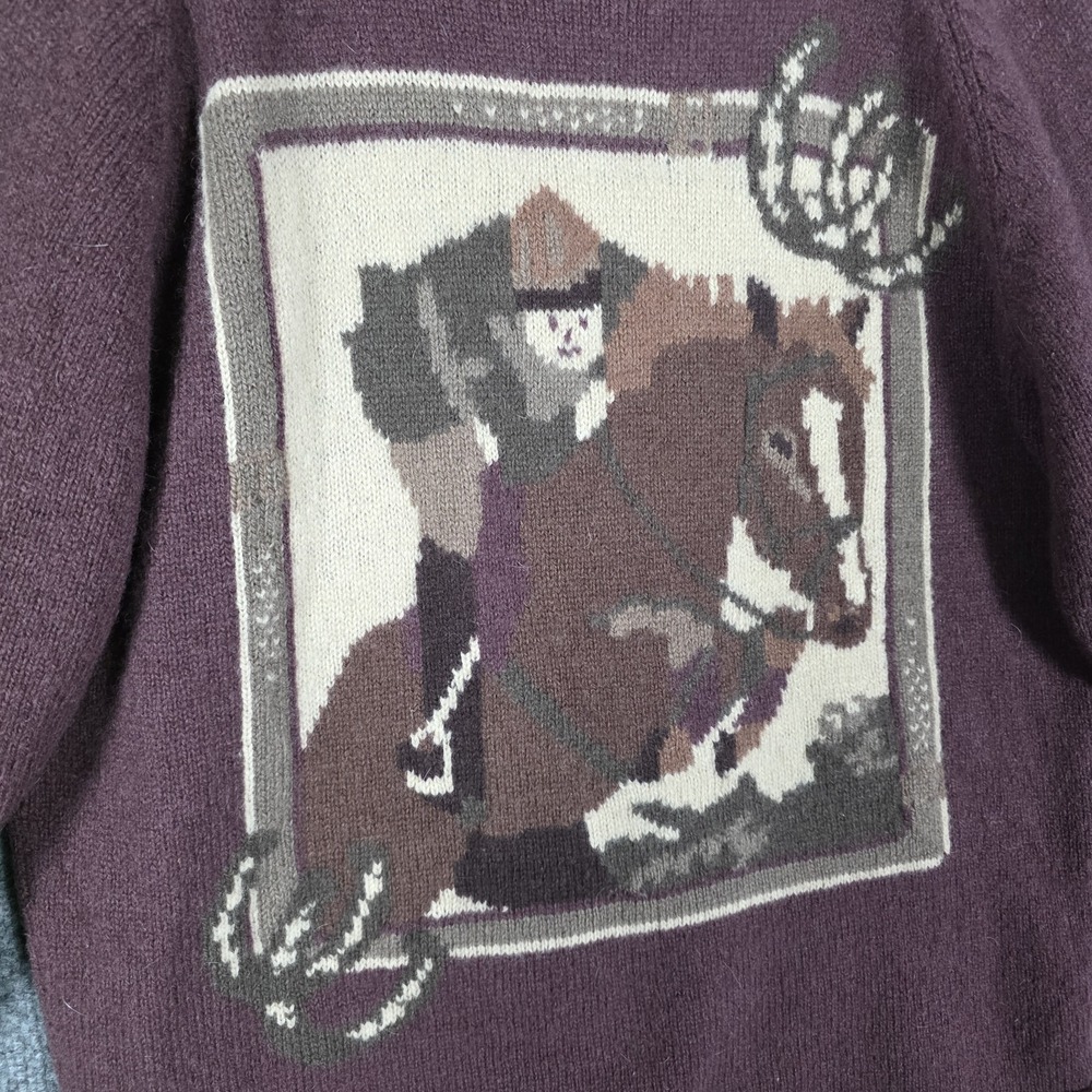 Vintage EQUE Fashion Shetland Wool Horse Sweater Womens S M Equestrian Old Money - Picture 4 of 10